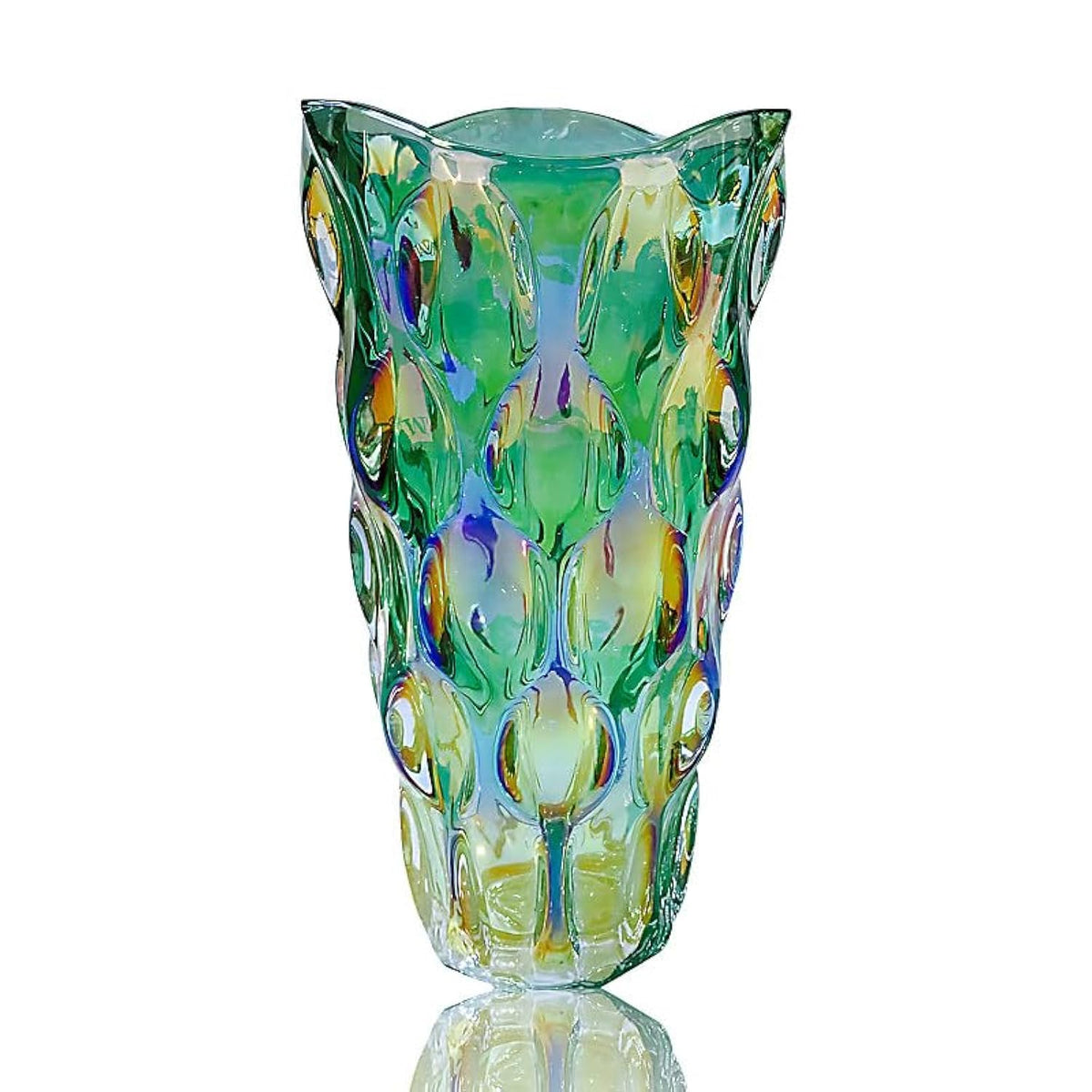 Heavy Glass Flower Vase Thickened 3.5lb 9.5inch Sparkle vase Bohemian Style, for Centerpieces,Wedding,Perfect Home Decor (Sparkle)