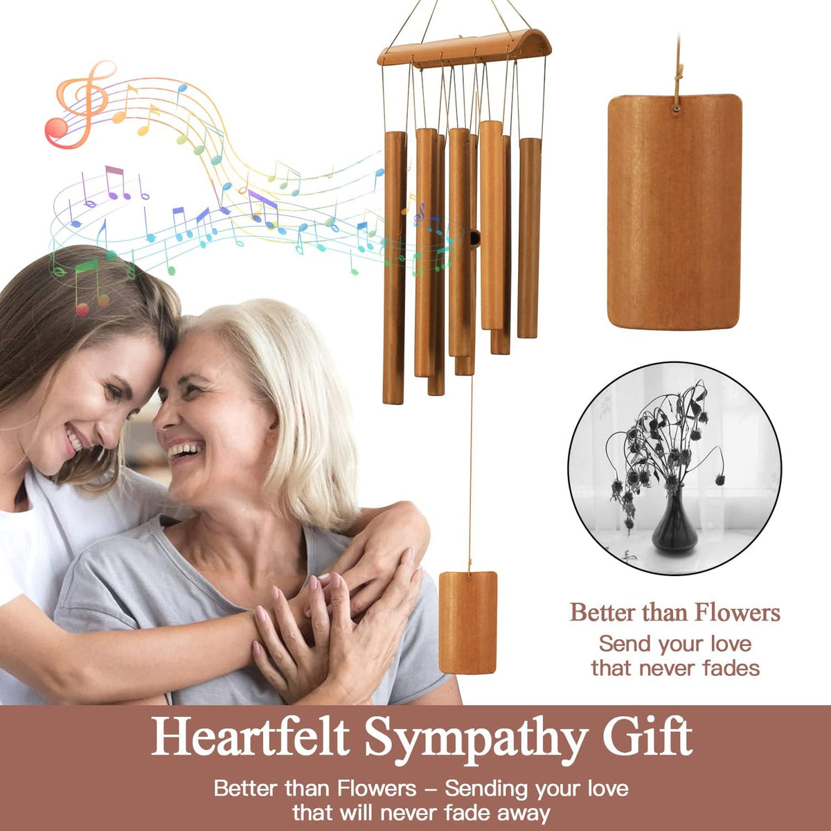 VIREKM Bamboo Wind Chimes for Outside,Decorations for Patio Porch