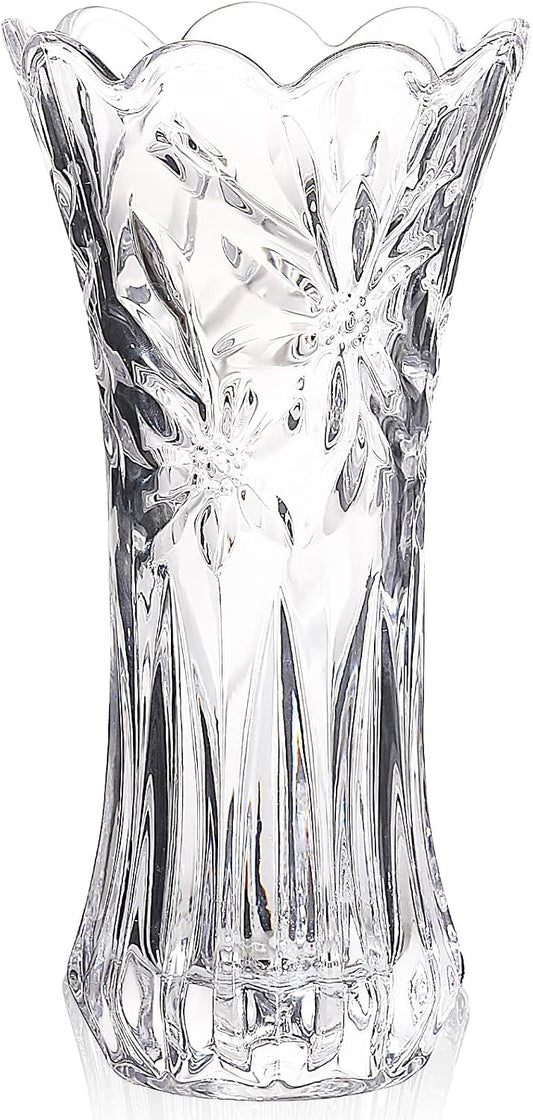 JASVIC 12 Inch Crystal Vases for Flowers, Tall Glass Vase with Wide Opening