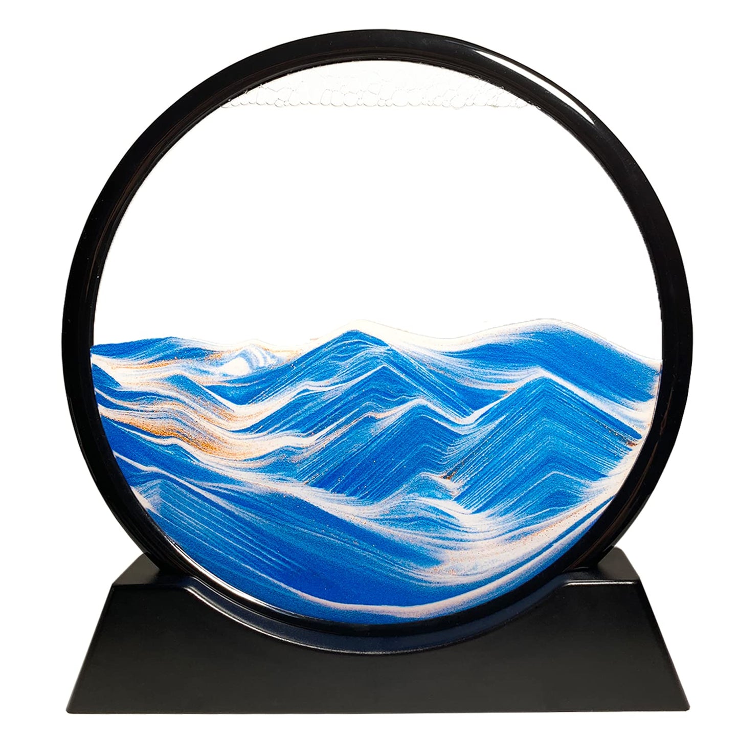 HYUGF Moving Sand Art Picture, 3D Deep Sea Liquid Motion Sand(Black, 7")