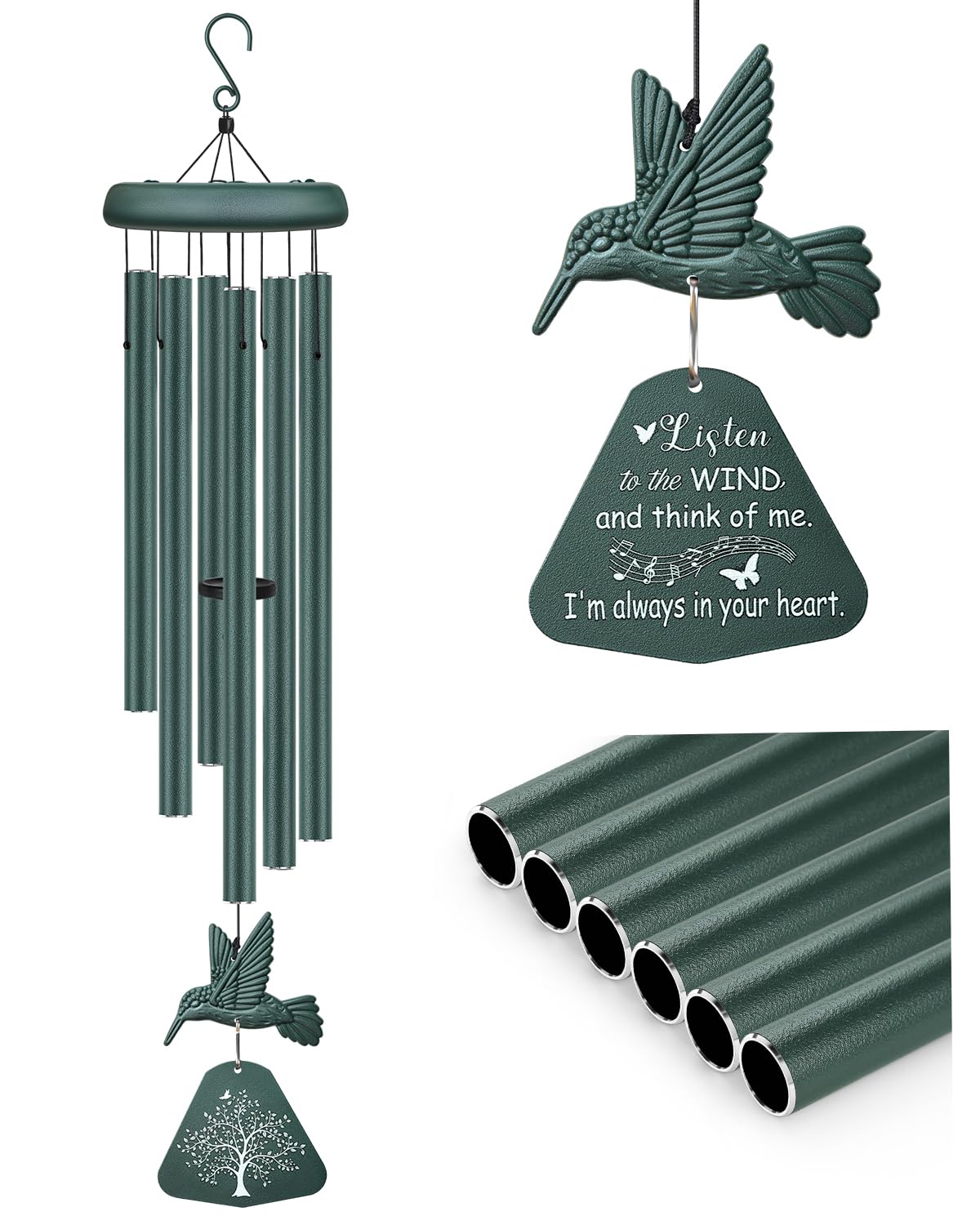 Memorial Wind Chimes with Hummingbird,Sympathy Gifts for Loss of Loved One,Windchimes in memory of a loved one prime,Condolences Remembrance Bereavement Funeral gift
