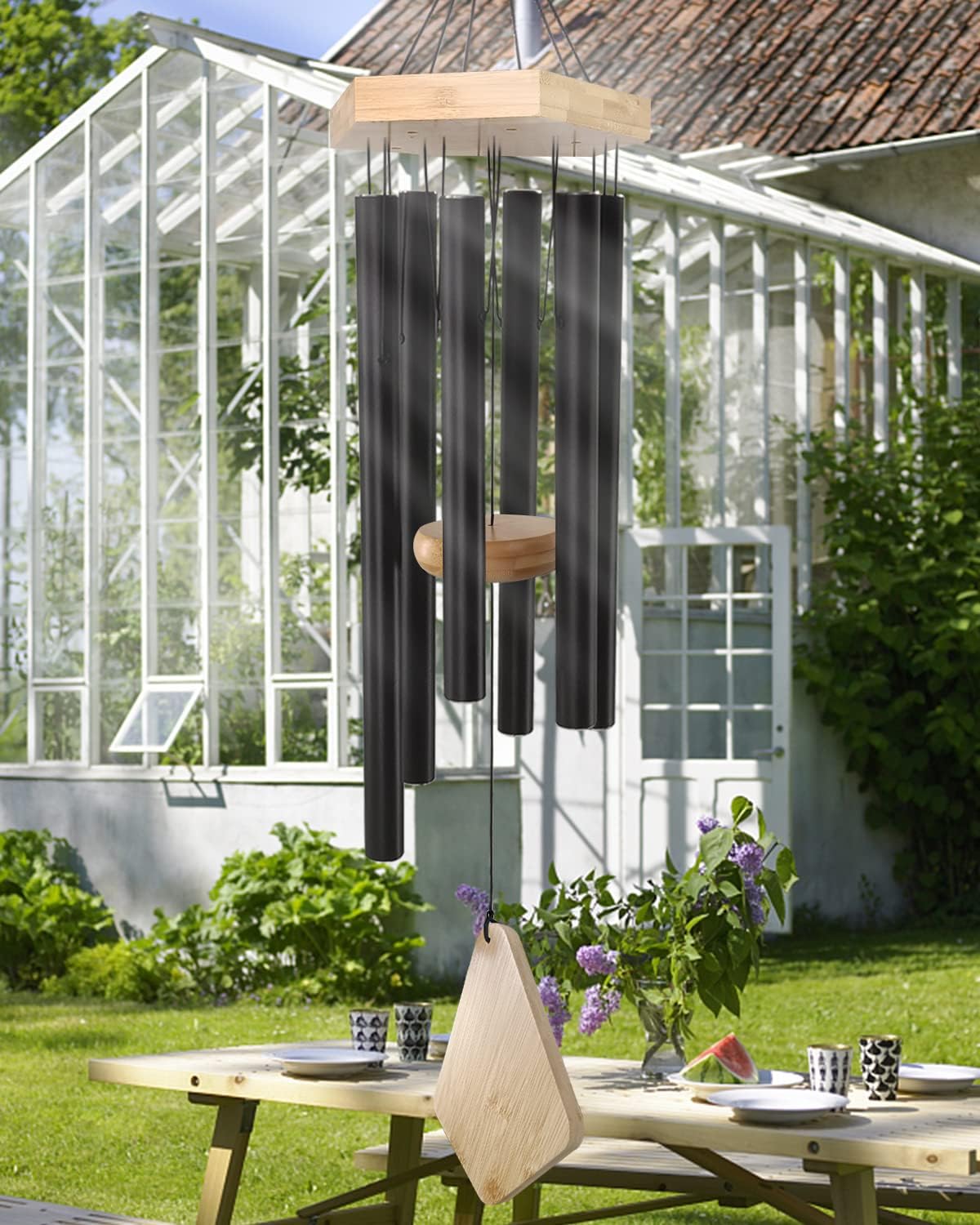 Memorial Wind Chimes 30 inch Black Deep Tone Sympathy Gift Patio Porch Home