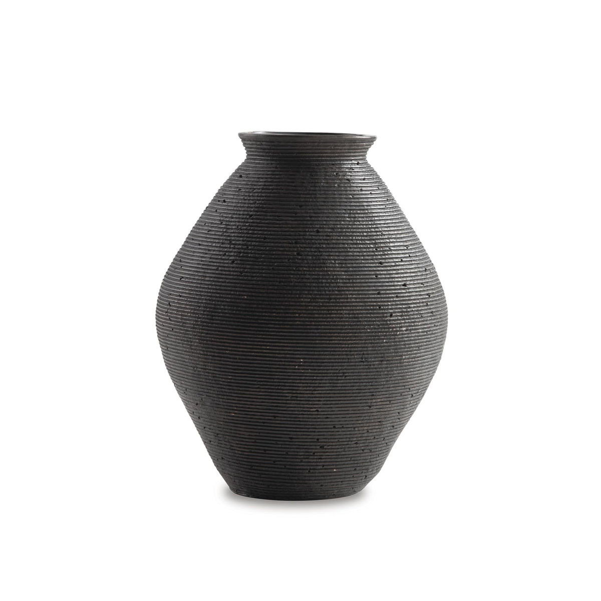 Signature Design by Ashley 12-Inch Ribbed Resin Decorative Vase, Tan Finish