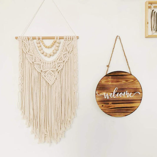 simpleSS Macrame Wall Hanging Boho Macrame Tapestry Woven Home Decor Wall Pediment - Beautiful Apartment Bedroom Dorm Room Decoration (15.7” W×27.5” L)