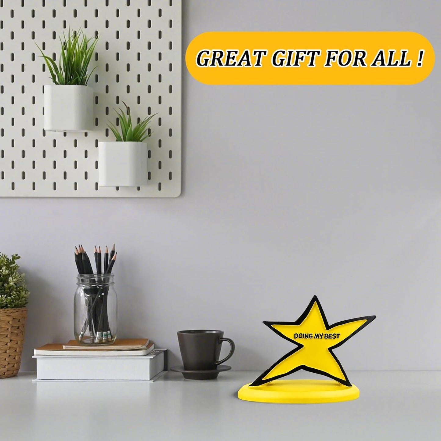 Funny Star Trophy - Doing My Best Desk Ornament | Inspirational & Motivational Gift for Students, Employees, Kids, Friends | Cute Desktop Decor for Office, Home, School, Team Events