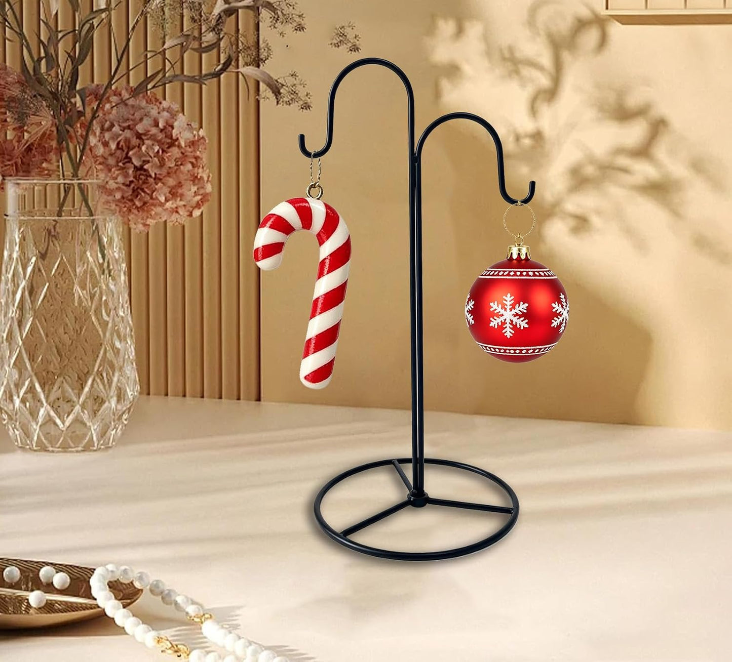 Ornament Display Stand Iron Double Curved Hooks Holder for Christmas Decor