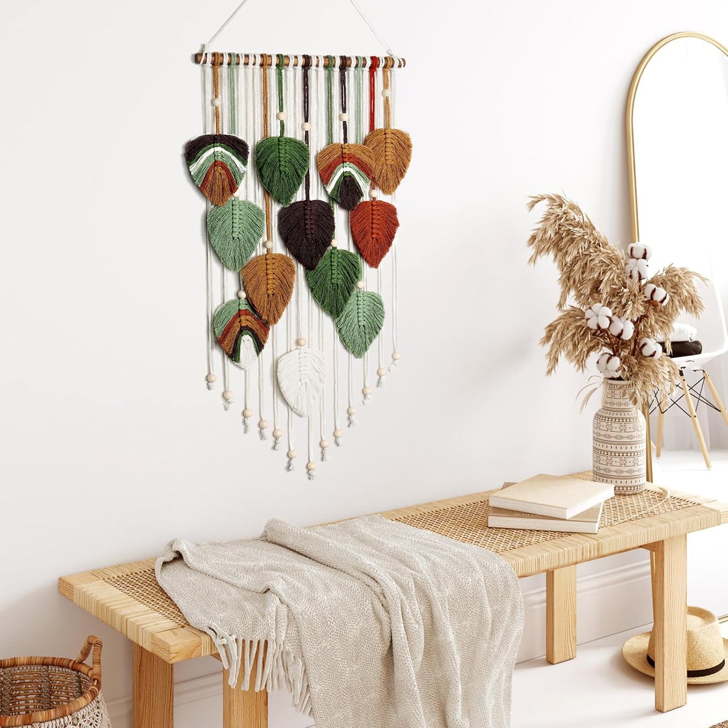 MEIVINES Macrame Wall Hanging Boho Woven Tapestry Macrame Wall Art Decor