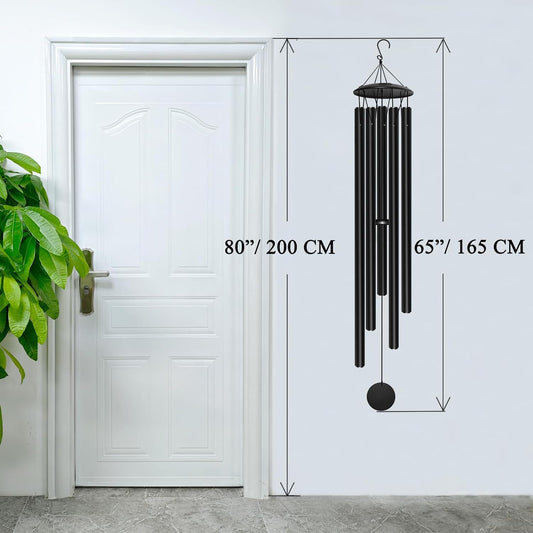 65" Extra Large Wind Chimes for Outside, Deep Tone Black