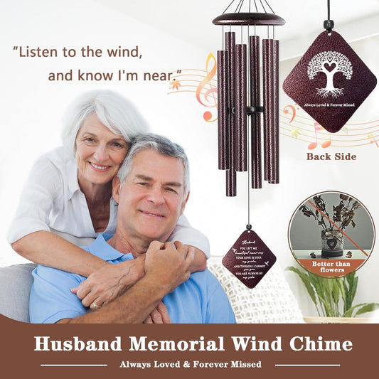 Memorial Gifts for Loss of Husband - 32" Sympathy Wind Chimes, Remembrance/Bereavement Gift