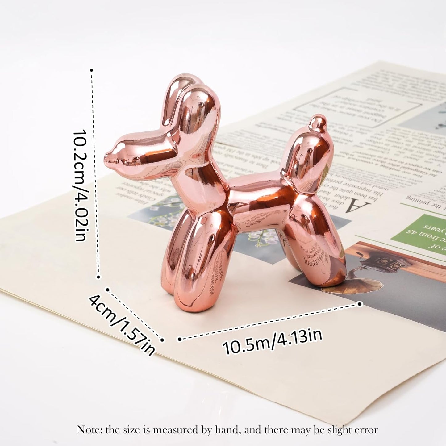 Notakia Cute Ceramics Pink Balloon Dog Statue Crafts Living Room Desktop Decorations,Handmade Modern Small Ceramic Animal Statue Ornament Home Decor Accents (Pink Balloon Dog)