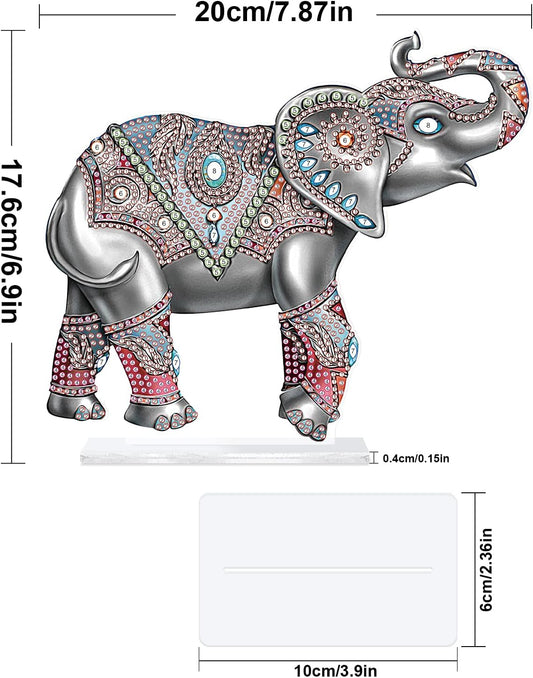 antor Animal Diamond Painting Table Top Ornaments Kit Elephant DIY 5D Diamond Art Desktop Decorations Special Beads by Number Mosaic Arts Crafts for Home Office Tabletop Decor
