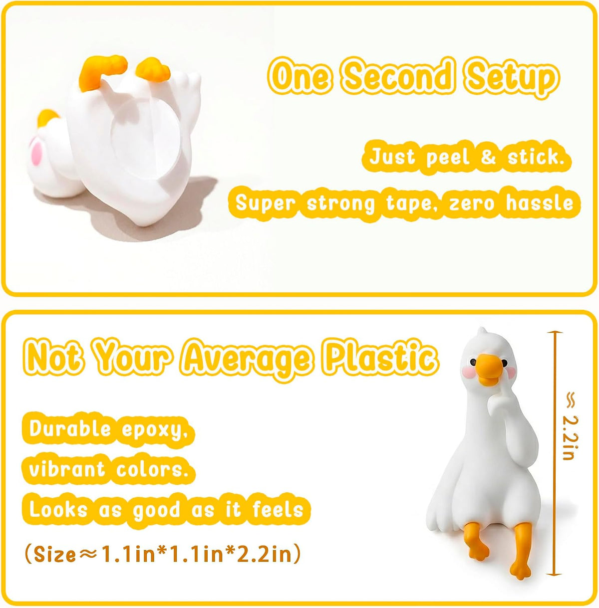 3Pcs So Tired Lazy Duck Mini Desk Ornaments, Resin Goose Figurines for Computer Monitor & Car Dashboard Decor, Cute Office Accessories & Gifts, Funny Duck Statue for Home Vehicle Screen