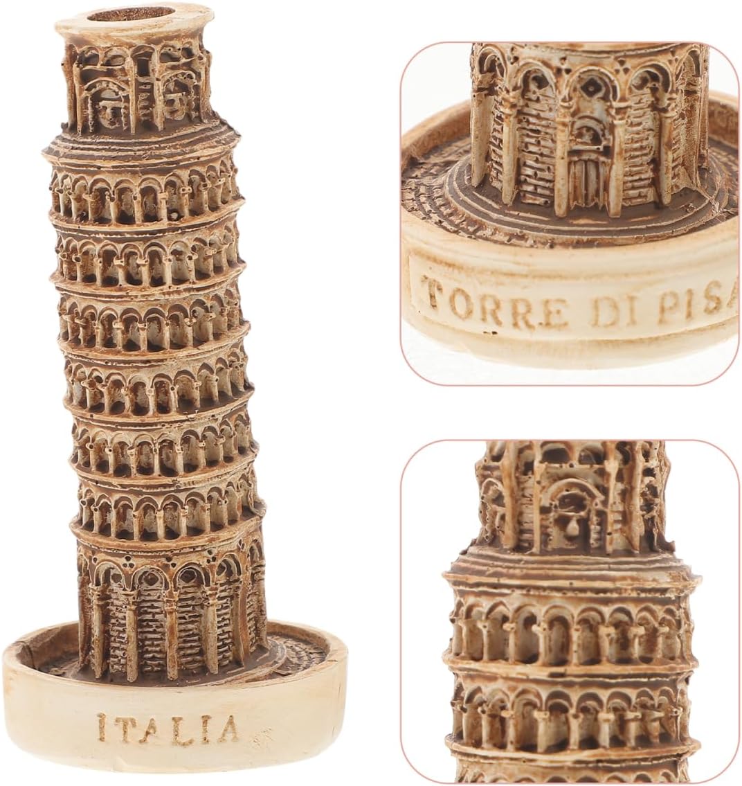 Zerodeko Mini Leaning Tower of Pisa Model Architectural Decor Model for Home Decor Desktop Ornament Micro Landscape Building Statue for Office Living Room Shelf Display