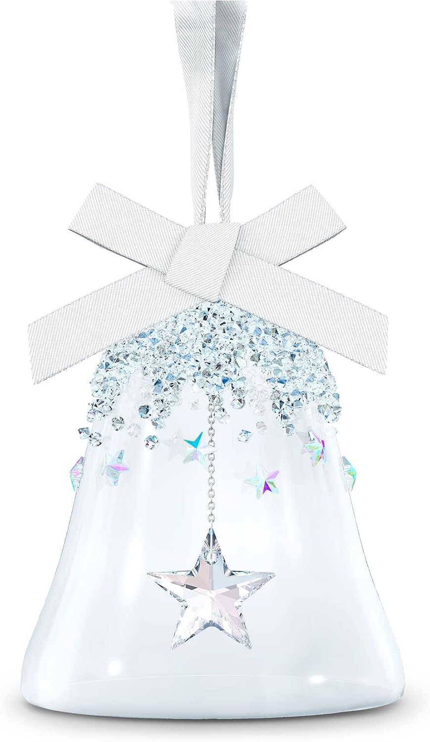 SWAROVSKI Shimmer Star Ornament, Medium, Multicolored Swarovski Crystals on White Satin Ribbon, Part of the Classic Collection