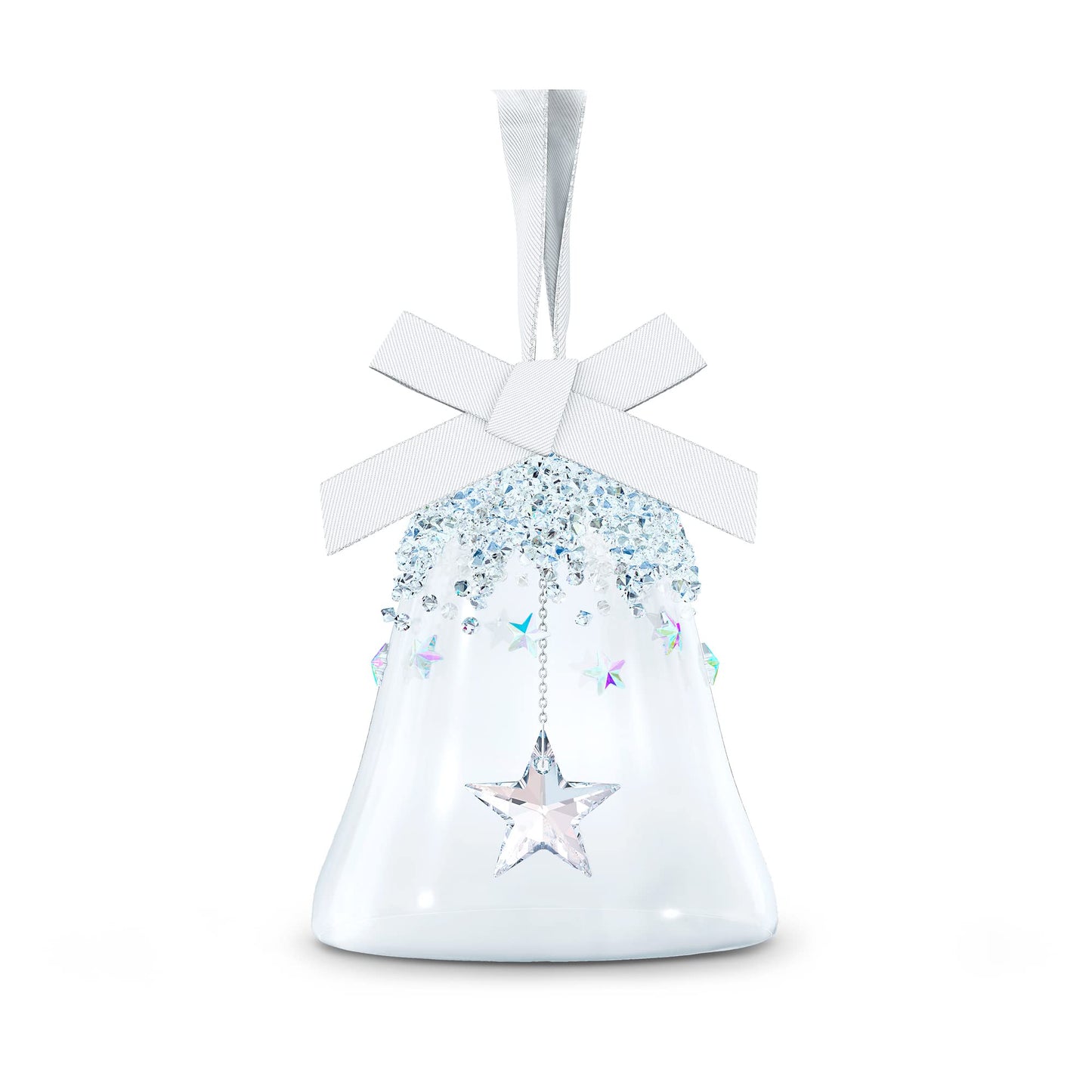 SWAROVSKI Shimmer Star Ornament, Medium, Multicolored Swarovski Crystals on White Satin Ribbon, Part of the Classic Collection