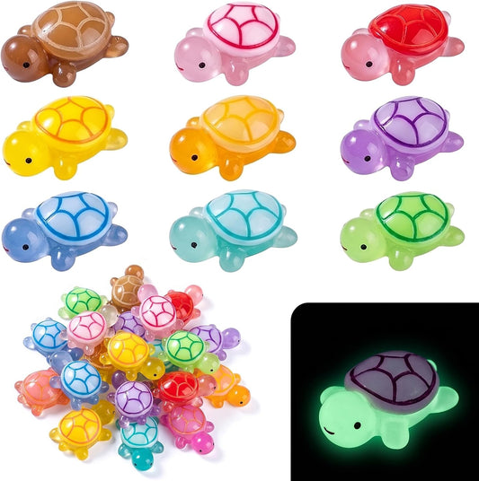 20 Pcs Mini Resin Turtles Glow in the Dark, Sea Animals for Dollhouse Decor