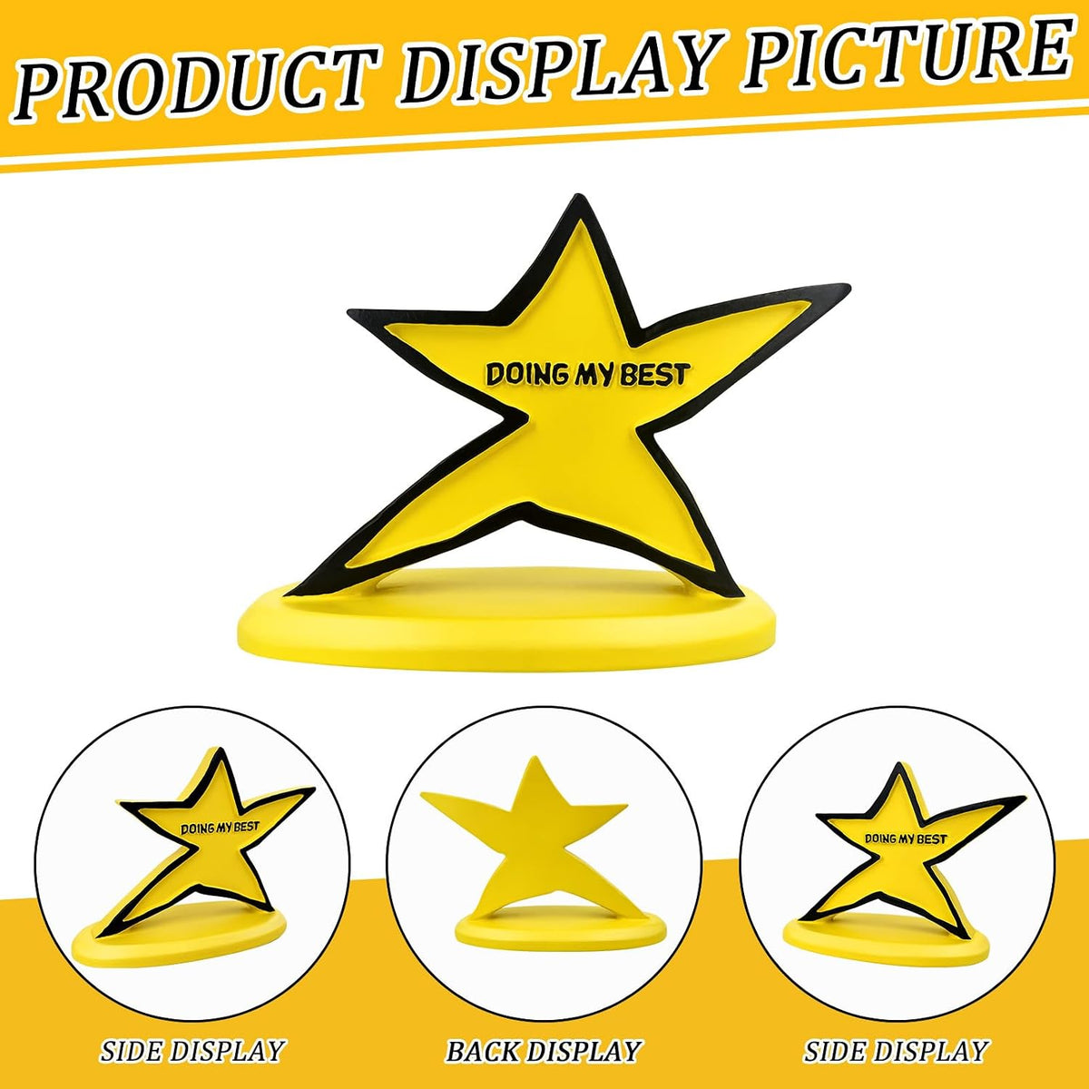 Funny Star Trophy - Doing My Best Desk Ornament | Inspirational & Motivational Gift for Students, Employees, Kids, Friends | Cute Desktop Decor for Office, Home, School, Team Events