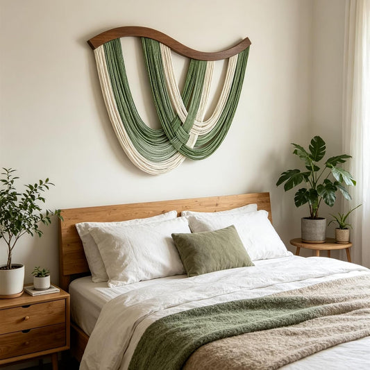 Large Macrame Wall Hanging, Boho Tapestry Woven Decor, 31.5” x 23.5"