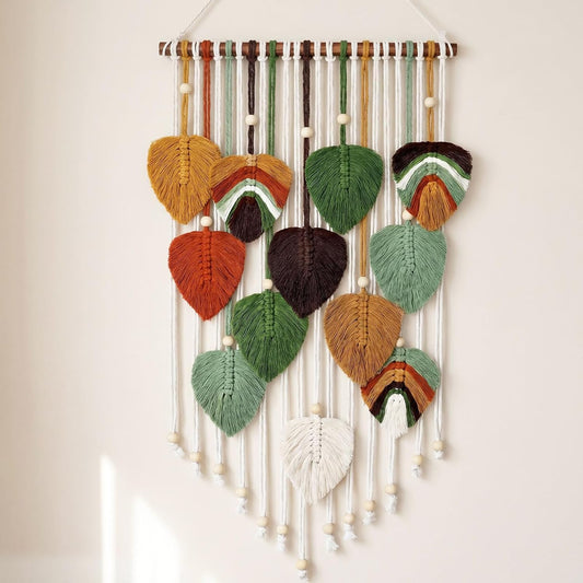 MEIVINES Macrame Wall Hanging Boho Woven Tapestry Macrame Wall Art Decor