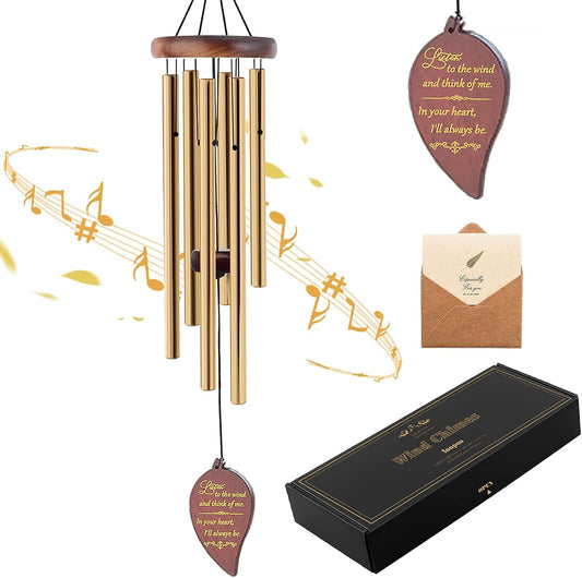 Soopau Wind Chimes for Outside, 30" Wooden Sympathy Wind Chimes Memorial Wind Chime for Loss of Loved One Mother Father, Sympathy Gift Home Decor Outdoor Garden Patio