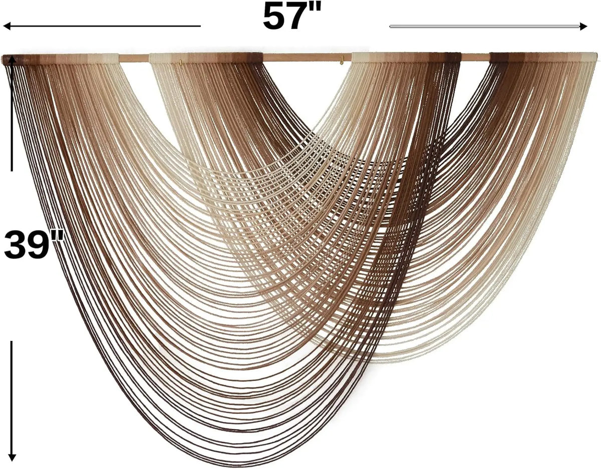 Oversized Macrame Wall Hanging Boho Dip-Dye Woven Fiber Art Home Decor 57x39in