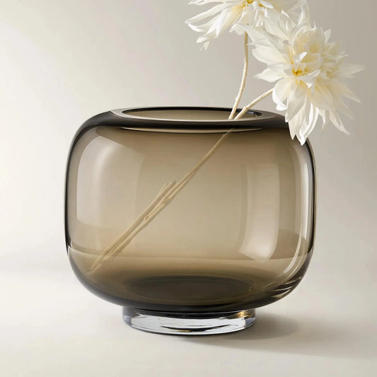 Z Gallerie Mateo Hand-Blown Art Glass Vase - Glossy Pedestal, Modern Vintage Flower Vase for Loose Stem Fit with Smoky Drama (Home Decor Accent)