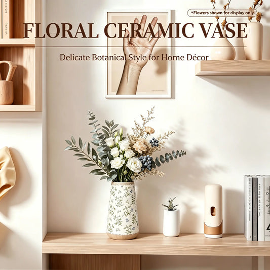 Vintage Crackle Glaze Ceramic Flower Vase - 5.98in Hand-Painted Rustic Farmhouse Tabletop Vase, Small Boho Centerpiece for Flowers, Unique Housewarming Gift for Mom, Shelf Desk Decor for Living Room