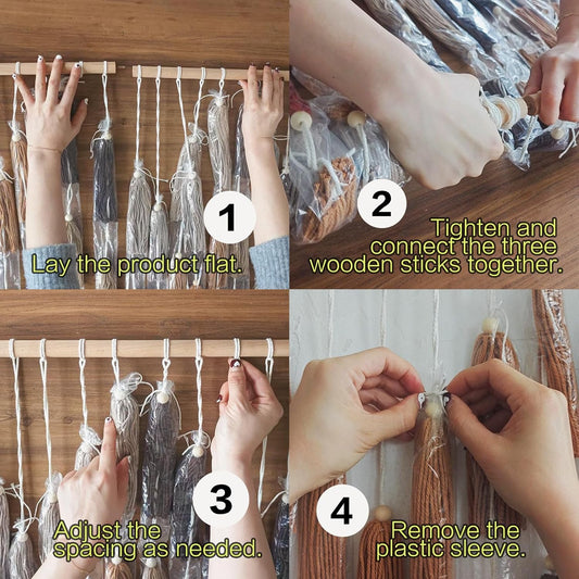 Macrame Wall Hanging Yarn Boho Handmade Wave Tassel Home Decor 47"W*39"L