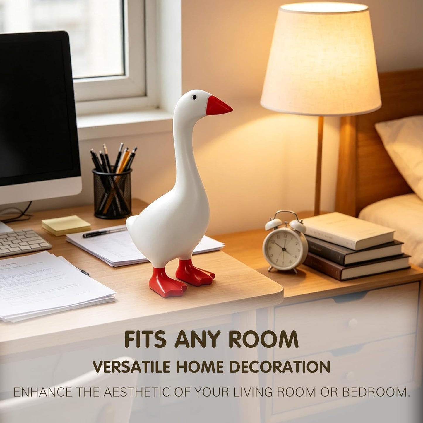 Desk Goose 7 Inch Mini Figurine, Funny Desktop Statue Ornament, Office Home Decor Ideal Gift for Friends Family Colleagues