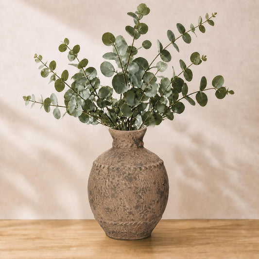 Sunddo Rustic Terracotta Ceramic Vase, 8.5 Inch Retro
