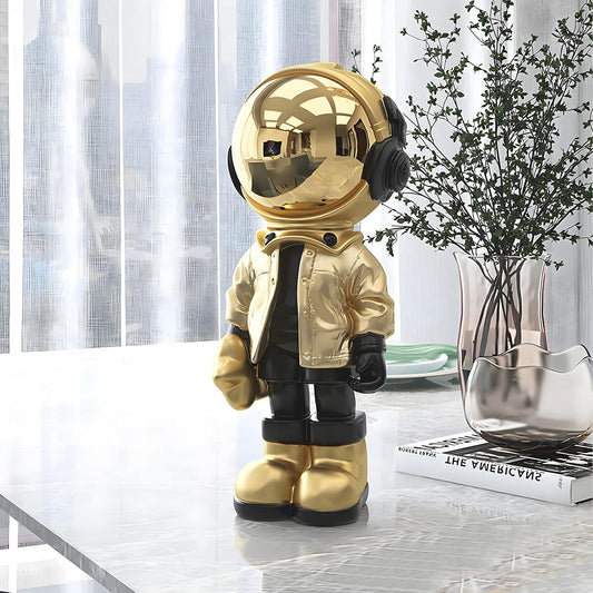 Dosker Astronaut Statue, Spaceman Sculpture Polyresin Figurine Gold
