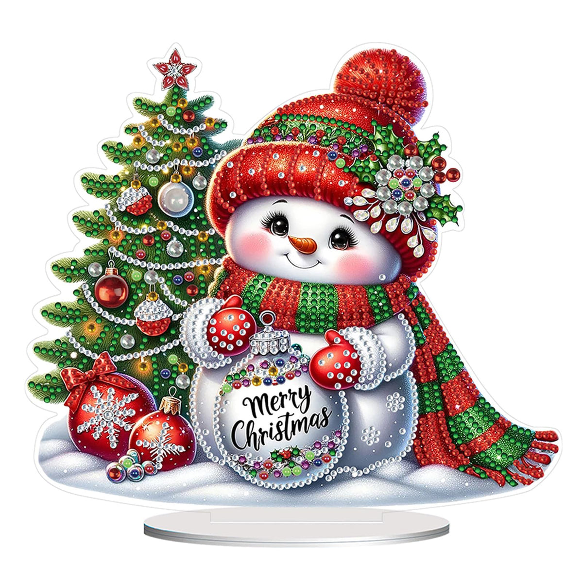 Christmas DIY Diamond Desktop Ornament, Double Sided Special Shaped Diamonds Art Kits, 5D Tabletop Ornaments for Adult Beginner Home Office Decor Crafts Gift (Snowman 01)