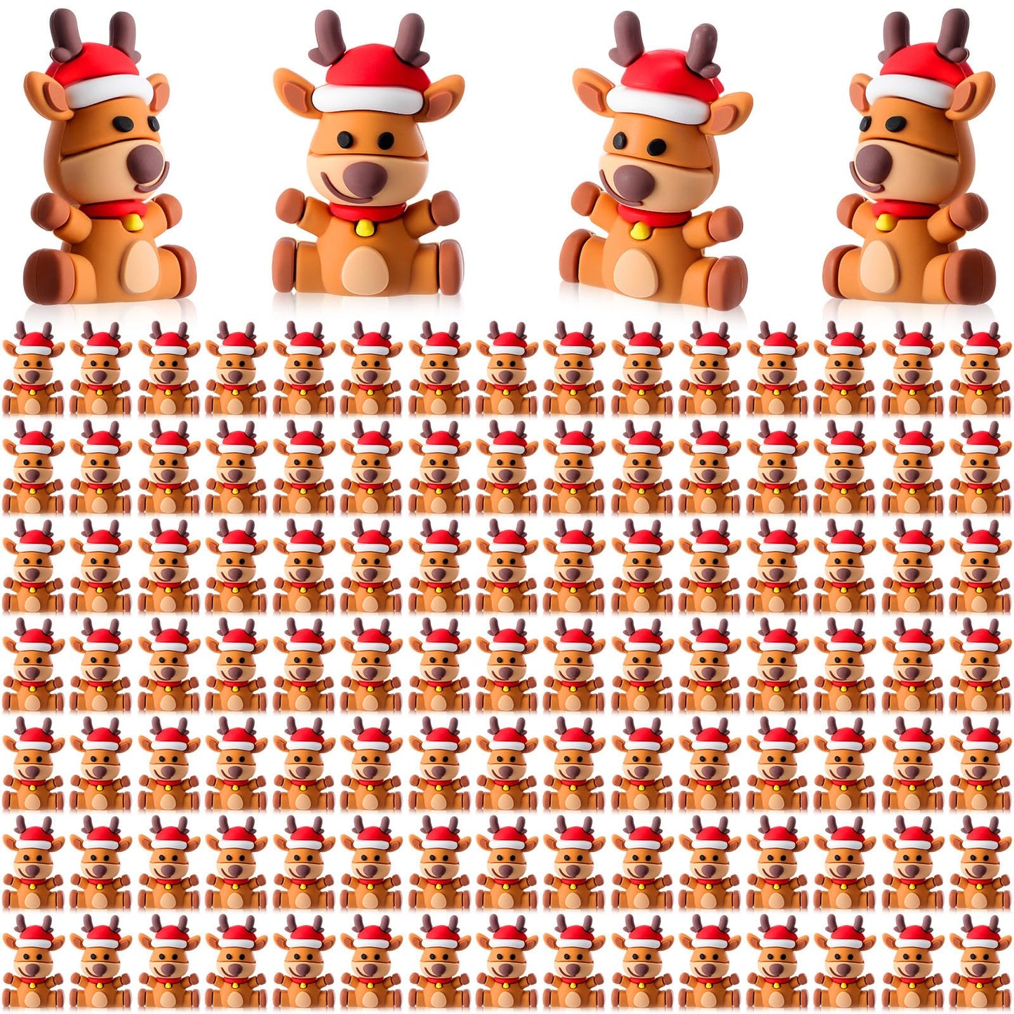 Chunful 25 Pcs Mini Reindeer Figurines Rubber Christmas Deer, Five Style