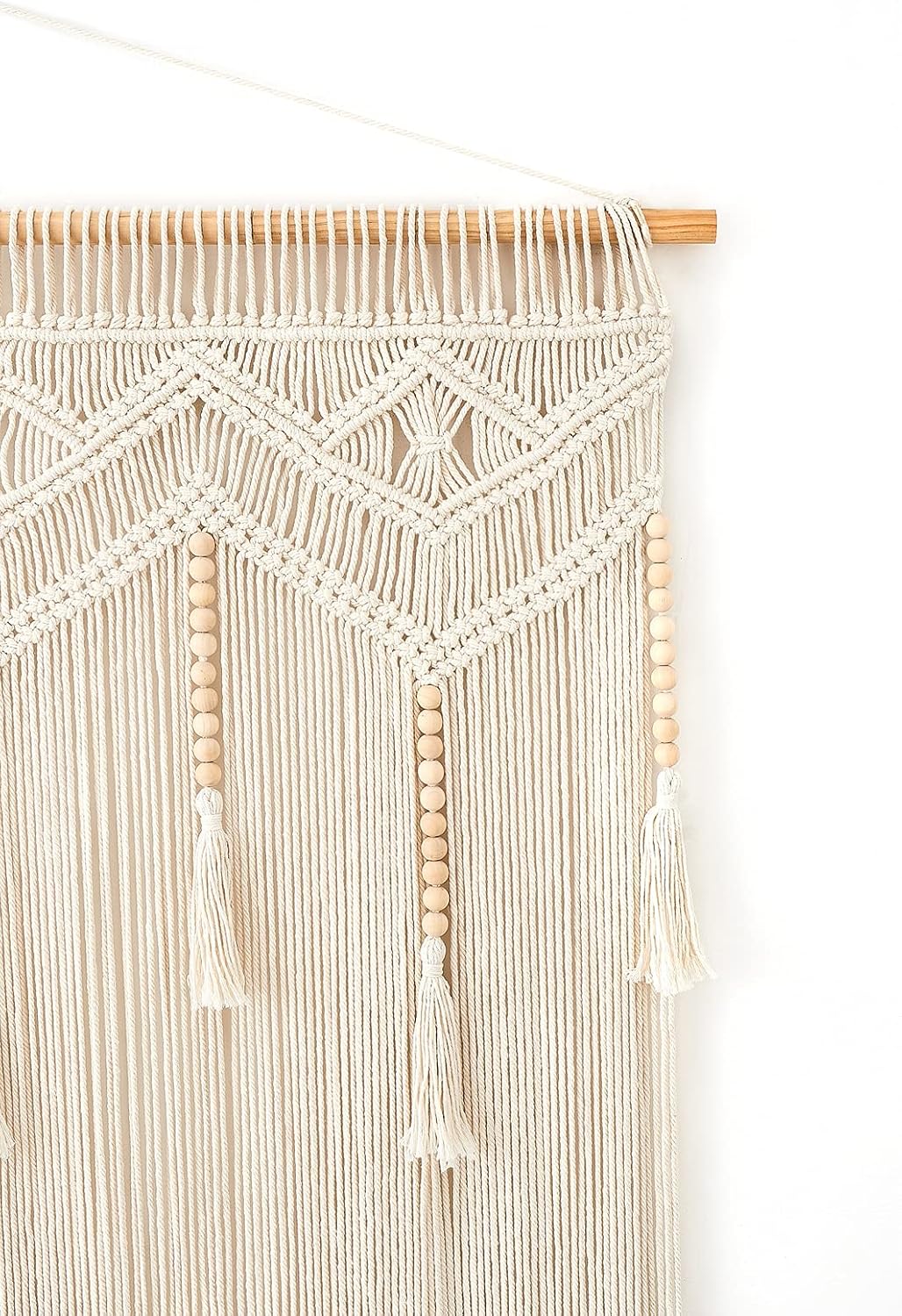 Mkono Macrame Wall Hanging Large Boho Decor Woven Wall Tapestry Chic Art Tassel Christmas Decoration for Backdrop over Bed Bedroom Nursery Dorm Classroom, Including Hanging Rod, 33''W x 42''H