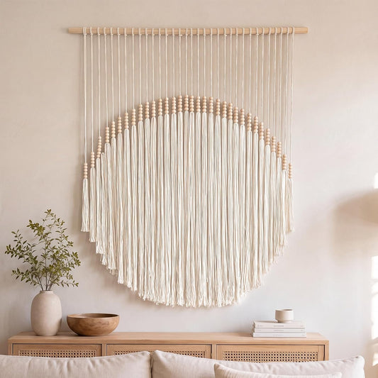CrystalSylara Boho Macrame Wall Art Hanging Tapestry Decor, 31" Wx44 L
