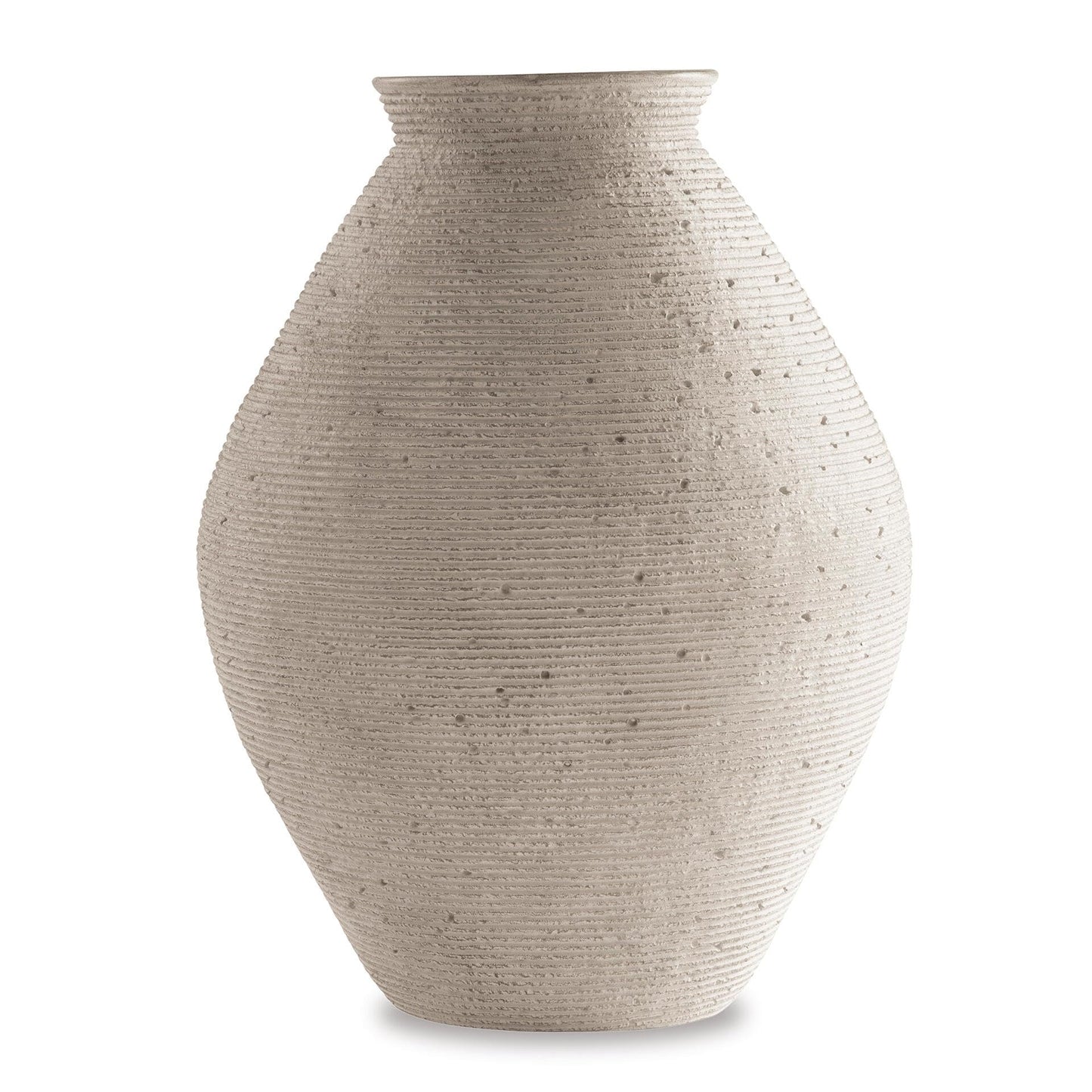 Signature Design by Ashley 12-Inch Ribbed Resin Decorative Vase, Tan Finish