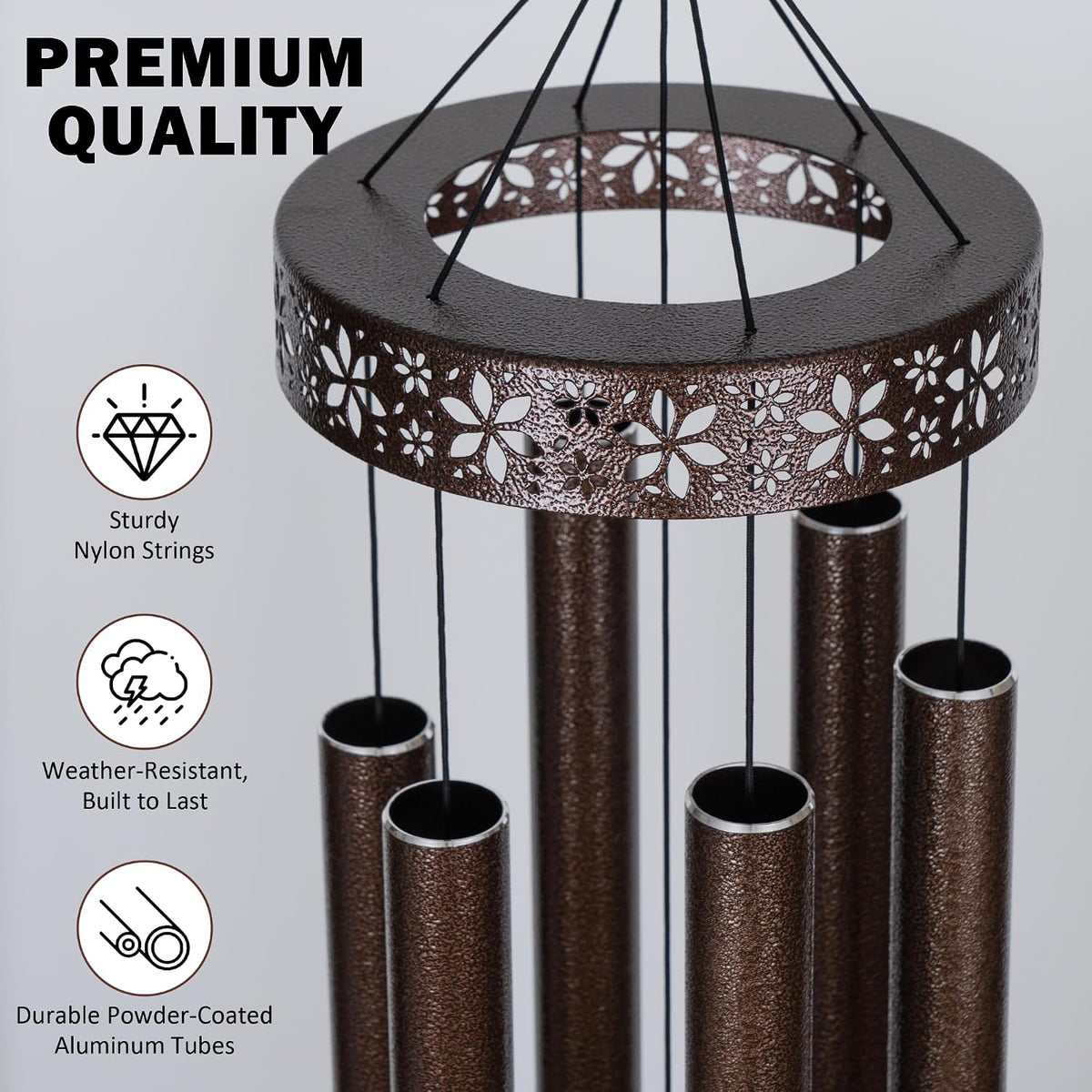 Extra Large Wind Chimes for Outside Deep Tone - 58'' Outdoor Clearance, Deep Tone Wind Chimes, Memorial Wind Chime, Sympathy Gift, Patio Yard, Home Décor, Bronze (58" Bronze)