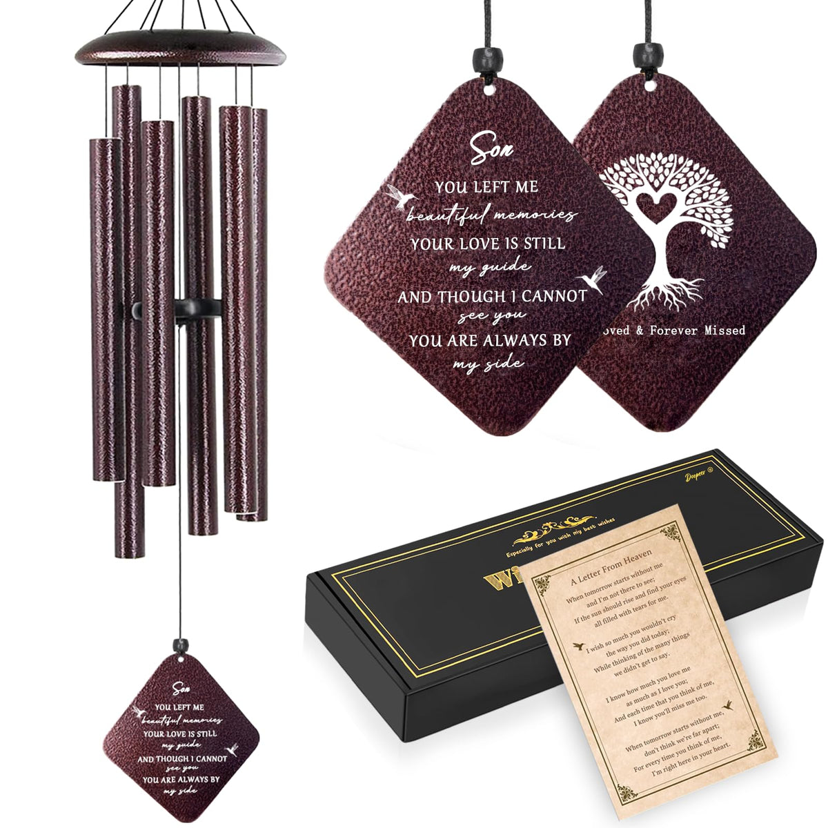 Memorial Gifts for Loss of Husband - 32" Sympathy Wind Chimes, Remembrance/Bereavement Gift