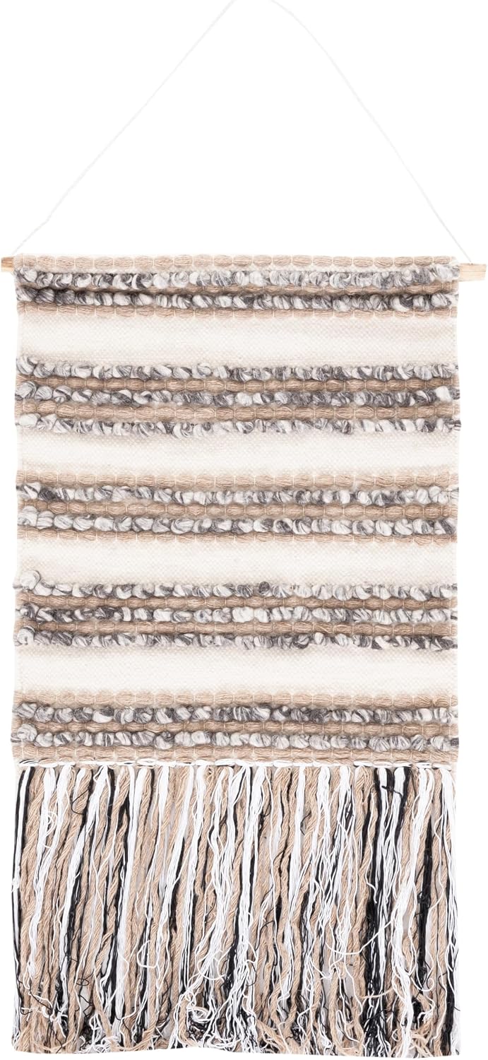 SAFAVIEH Home - Sedona Ivory Handwoven Wall Art Tapestry - Bohemian Southwestern Wool & Bamboo Fiber Hanging Décor, 24"W x 36"H (SWA108-2)