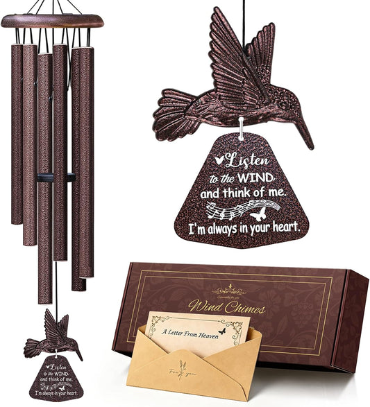 Memorial Wind Chimes with Hummingbird,Sympathy Gifts for Loss of Loved One,Windchimes in memory of a loved one prime,Condolences Remembrance Bereavement Funeral gift