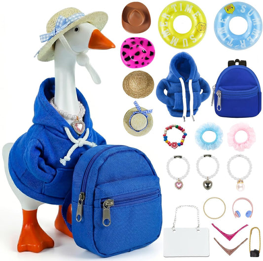 Desk Mini Goose Key Holder 7 Inch with Outfits and Accessories Desktop Magnetic Small Porch Goose Able Decor for Home House Office Bedroom (Basic Style)