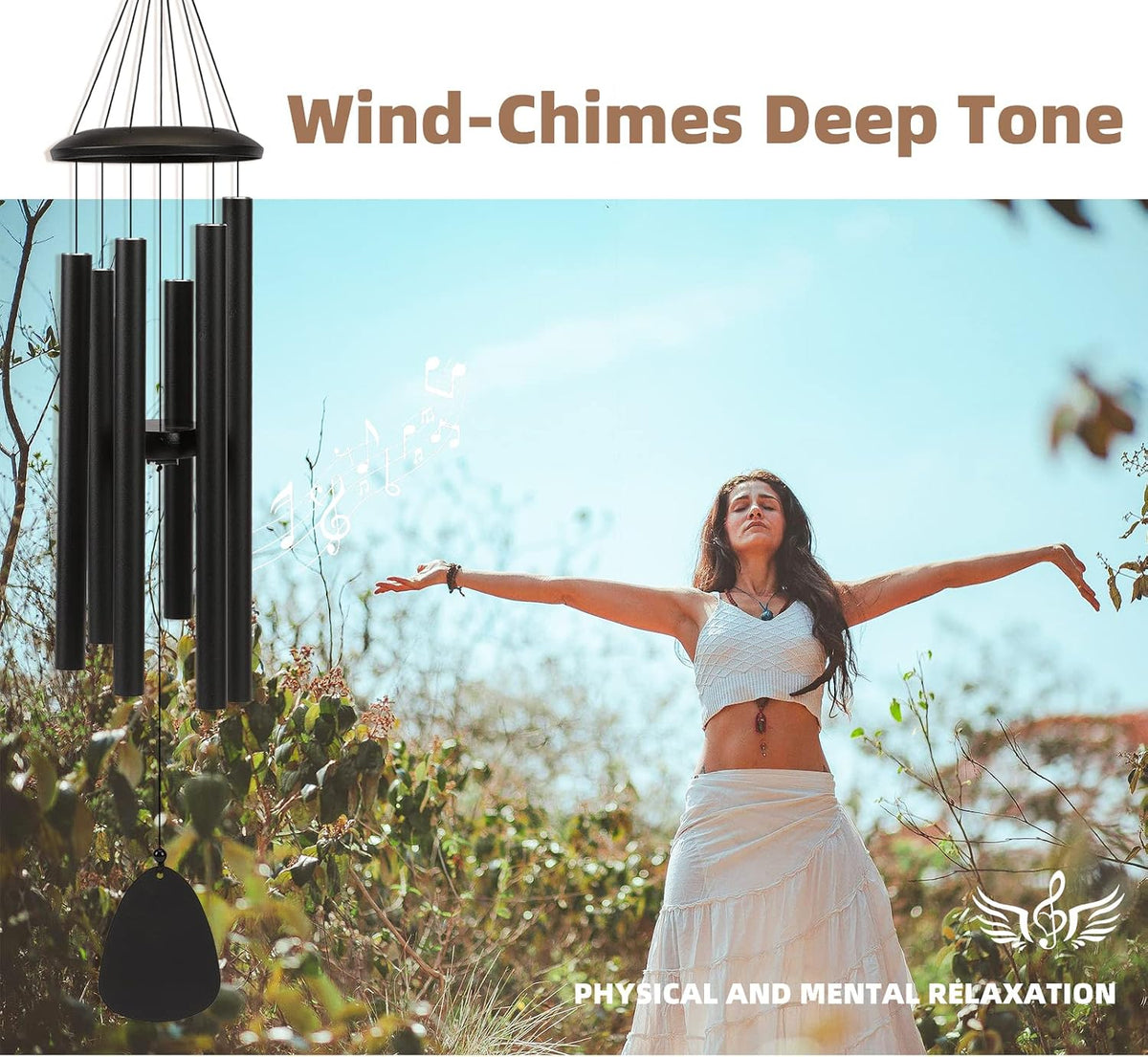 FSVGYY 32" Large Aluminum Wind Chimes for Outside, Deep Tone Garden Decor