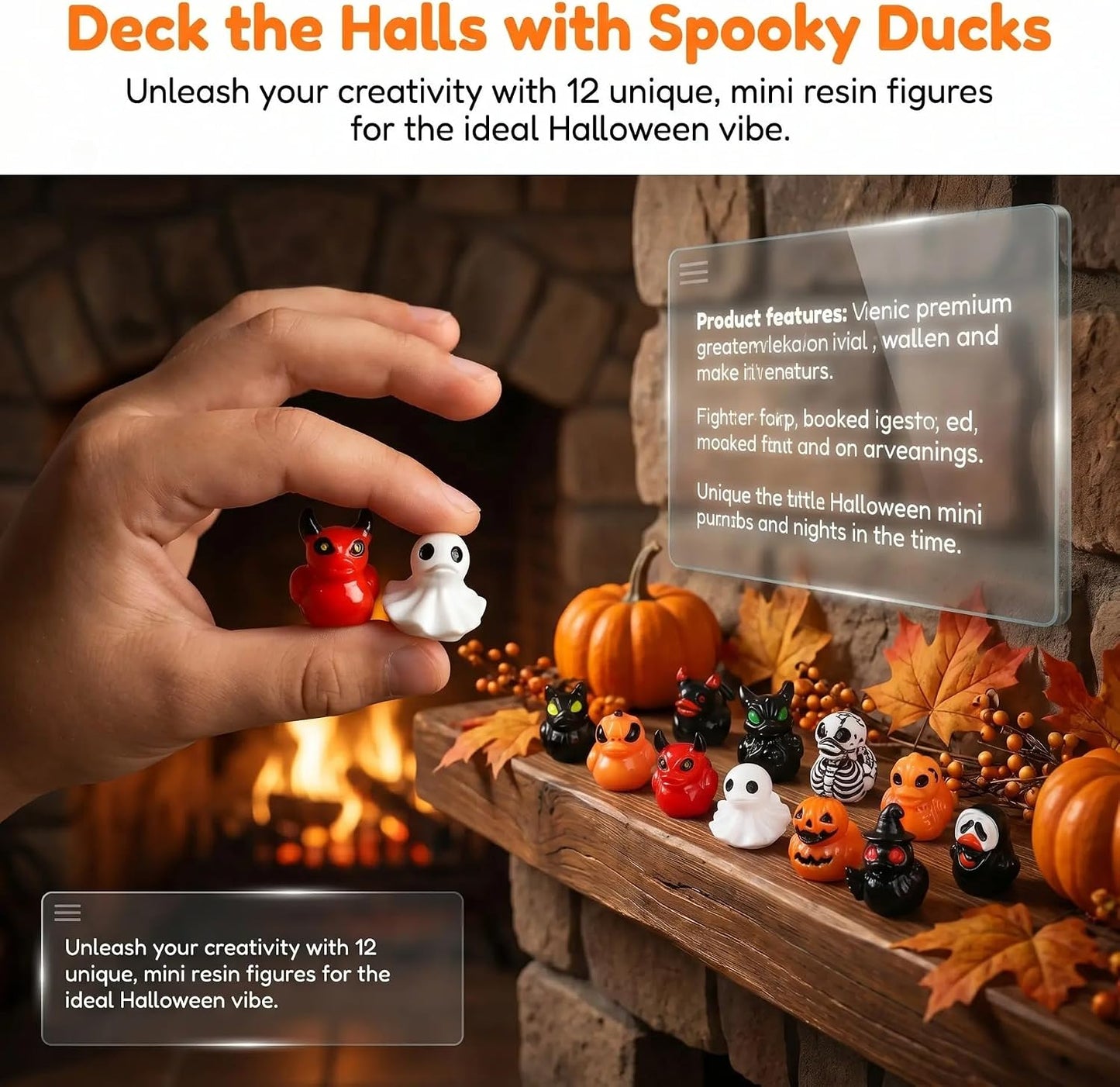 Mini Devil Ghost Skull Resin Ducks – Cute Spooky Desktop Decor, Creative Mini Garden Ornament, Halloween Christmas Party Gift (20)