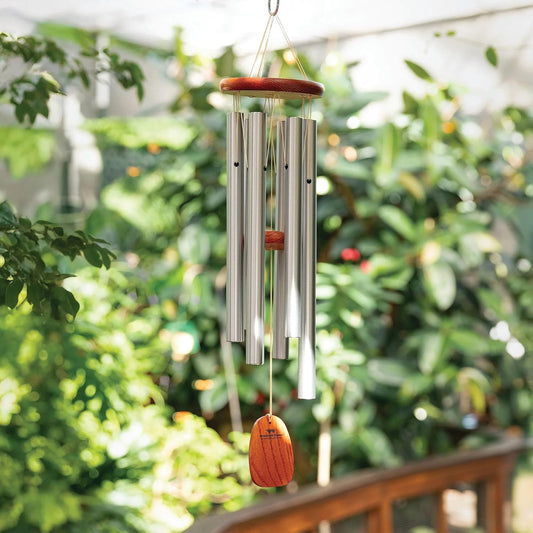 Woodstock Wind Chimes Original Amazing Grace Chime, Memorial Chimes for Outside, Outdoor Decor for Patio, Porch, Garden, Sympathy Chime, Silver, 24"