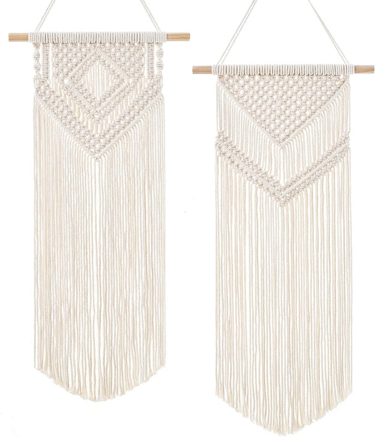 Dahey 2Pcs Macrame Wall Hanging Boho Tapestry Wall Art Bedroom Decor,Medium