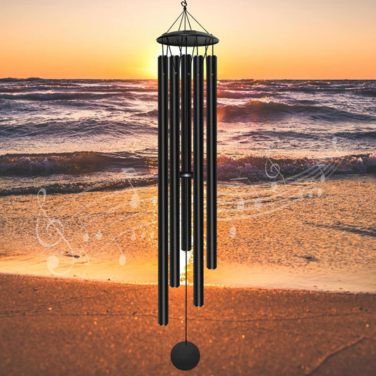 65" Extra Large Wind Chimes for Outside, Deep Tone Black