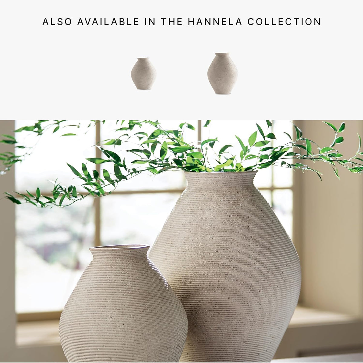 Signature Design by Ashley 12-Inch Ribbed Resin Decorative Vase, Tan Finish