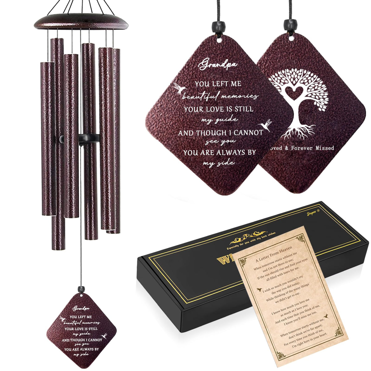 Memorial Gifts for Loss of Husband - 32" Sympathy Wind Chimes, Remembrance/Bereavement Gift