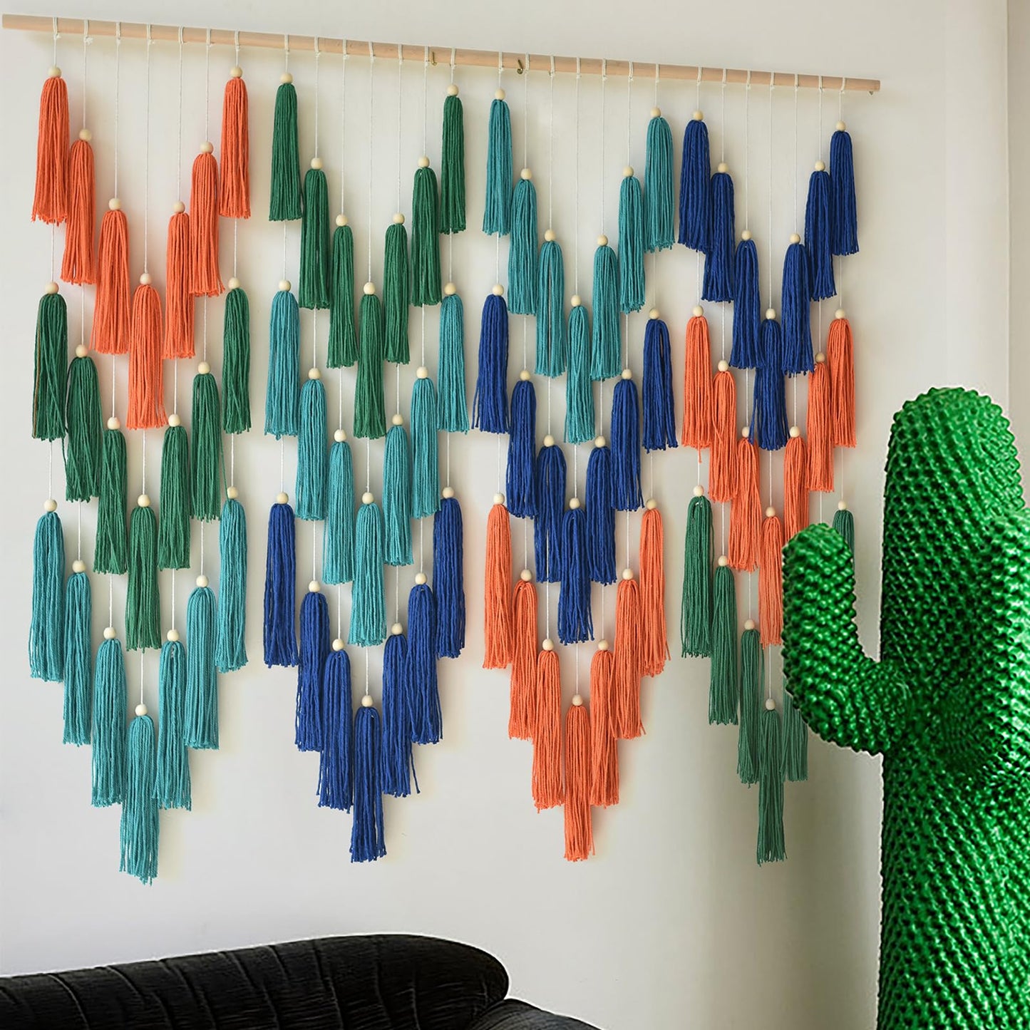 Macrame Wall Hanging Yarn Boho Handmade Wave Tassel Home Decor 47"W*39"L