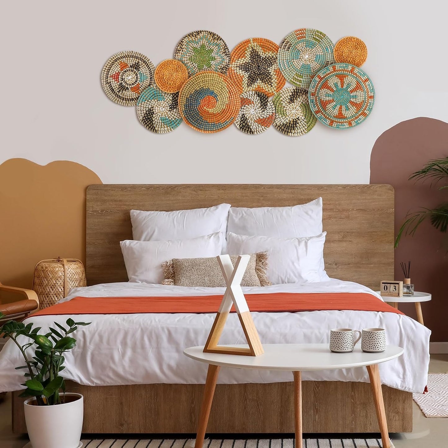 Tatuo 11 Pcs Boho Wall Basket Decor Woven Wall Hanging Art, Farmhouse